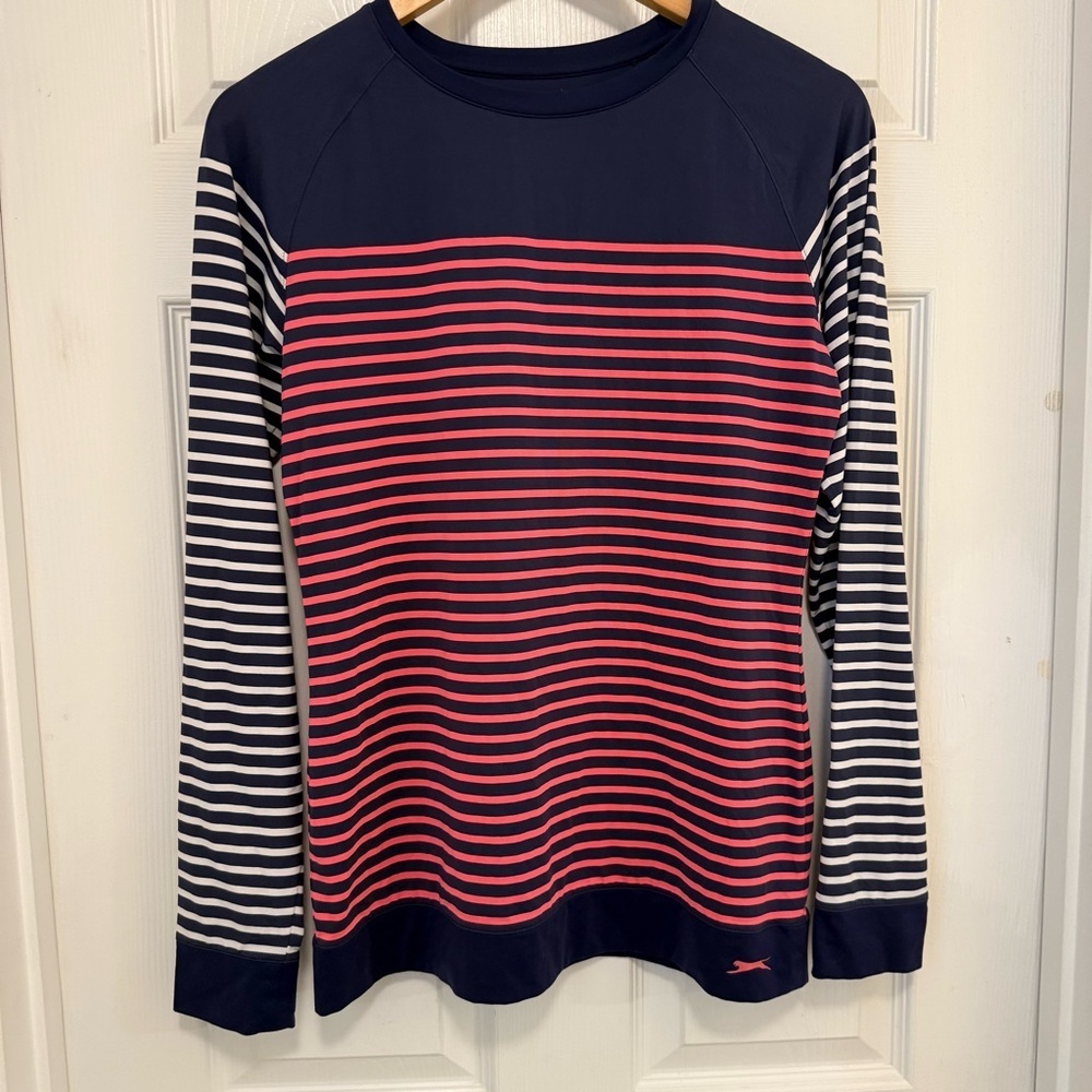 Like New Slazenger Striped Long Sleeved Golf Shirt